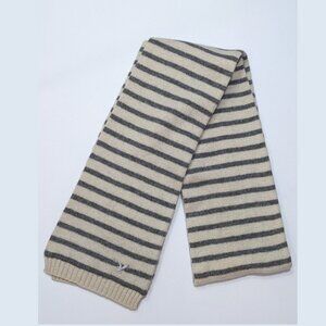 NWT American Eagle Outfitters Striped Knit Scarf Gray Ivory 73” Long Preppy Y2K